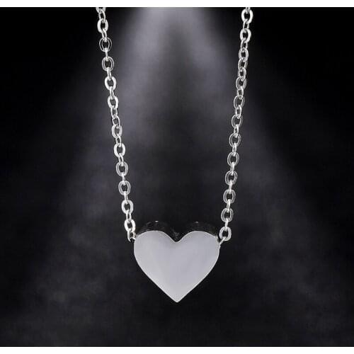 Simple Stainless Steel Lucky Three-dimensional love Heart shape Pendant Necklace Woman Mother Girl Gift Wedding Jewelry