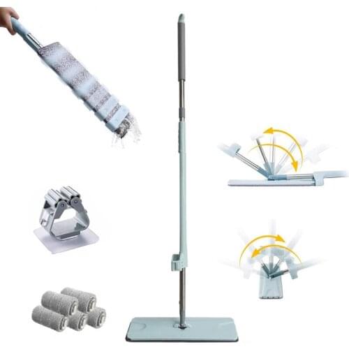 Self Wringing Flat Mop 360 Hands-Free with 5 x Microfiber Washable Pads for Hardwood Floor and Window