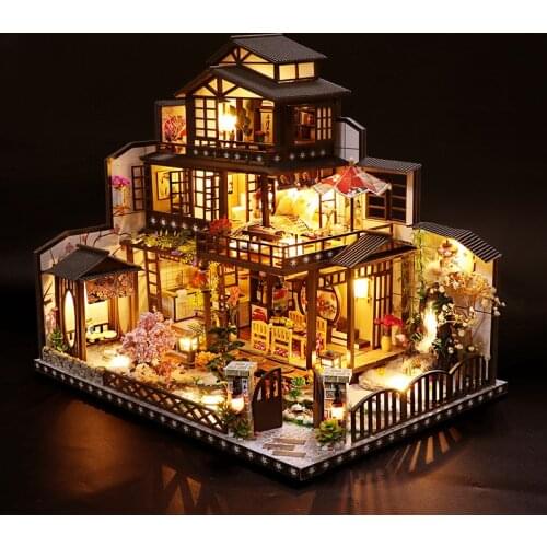 Diy Cottage Handmade Small House Assembly Moon Watching In Ancient Capital Birthday Gift Chinese Japanese Style Doll House