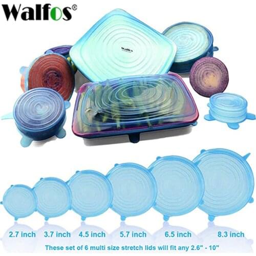 6pcs Reusable Silicon Stretch Lids Universal Lid Silicone Food Wrap Bowl Pot Lid Silicone Cover Pan Cooking Kitchen Stoppers