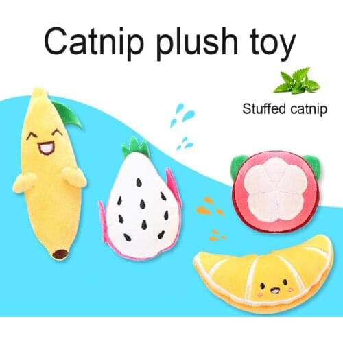 Cute Creative Cat Kitten Cartoon Fruit Shaped Plush Toy Bite-resistant Chewing Pet Cats Toys Accessories Supplies Products