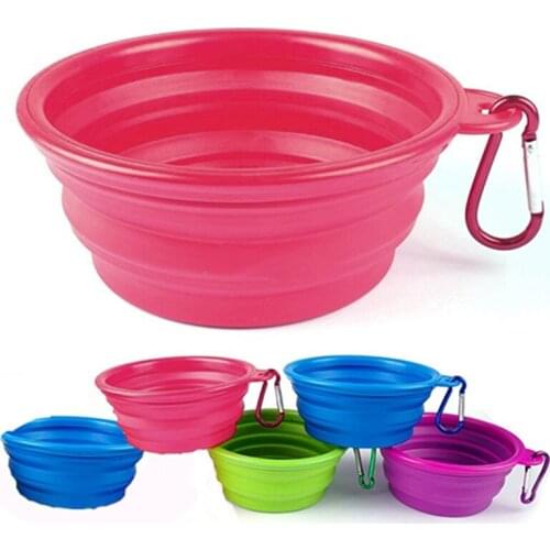 Foldable Dog Cat Pet Travel Food Feeding Bowl Water Dish Portable Silicone Bowl