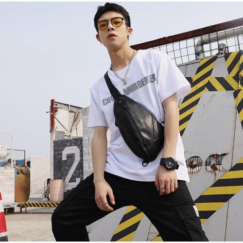 Vintage Chest Bag Shoulder Bag Casual Hobos Crossbody Bags Male Retro Patchwork Triangle Travel Bags Crazy Horse PU Leather Men