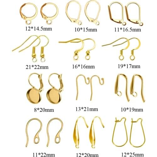 20Pcs/Lot Stainless Steel French Earring Clasps Hooks Earwire Settings Base Hoops Earrings Accessories DIY For Jewelry Making