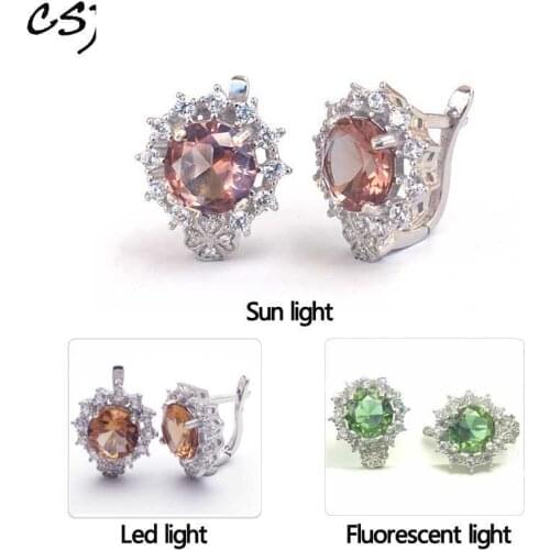 CSJ Created Diaspore Zultanite Earrings 925 Sterling Silver Fine Jewelry Women Gemstone Lady Wedding Engagment Party gift,box