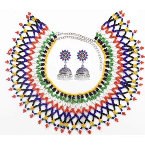 African Resin Beads Choker Necklaces & Earrings Sets for Women Bohemian Statement Jewelry Set Indian Turkish Tribal Gift