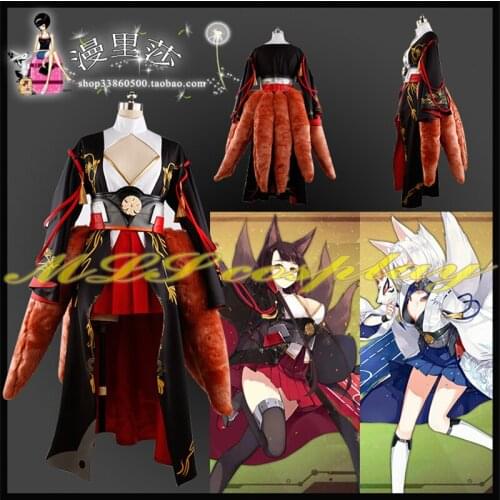 Anime Azur Lane Akagi Fox Kimono Cosplay Costume For Women Halloween Carnival Dress H