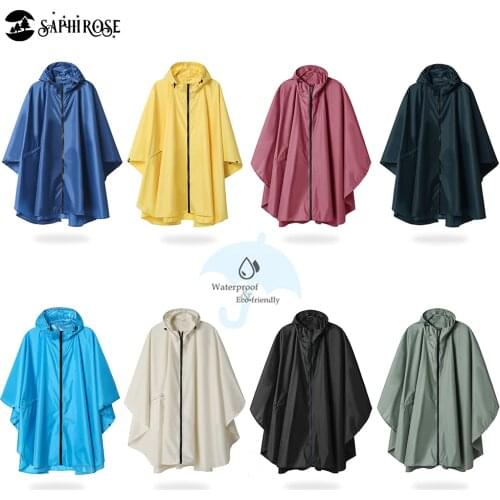 Women Pure Color Raincoat Poncho Hooded Waterproof for Adults Mens with Pockets