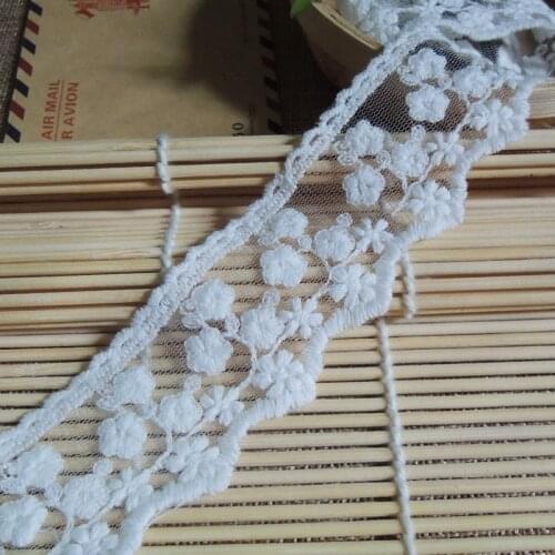 1Yards 90cm Embroidery Lace Fabric 3.8cm Ribbon White Lace Trim Sewing Trimmings Guipure Craft Dress Accessories dentelle QZ11