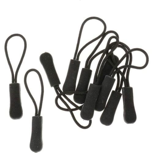 10 Anti-slip zipper puller, zipper, zipper extension trailer, practical and robust for back pack, jacket, etc.- Black