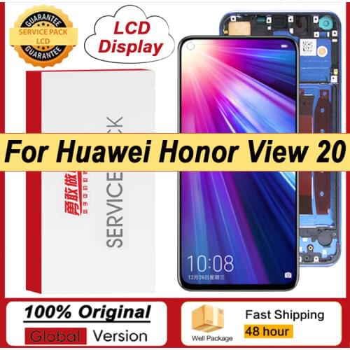 100% Original 6.4'' Display with frame for Huawei View 20 LCD Touch Screen Digitizer Assembly V20 LCD Repair Parts Service Pack