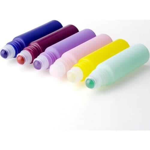 100PCS/lot Crystal Jade Roll-on Bottle 10ml Macaron Refillable Travel Bottle Empty Container Perfume Bottles Essential Oil Vial