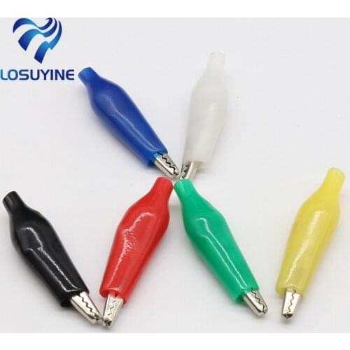 12Pcs Insulation Metal Alligator Clip Electric Test 35MM Lead colorful Red Black Blue Green White Yellow small crocodile clip