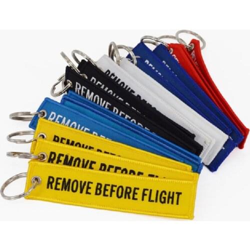 3Pcs/lot Remove Before Flight Keychains For Aviation Gifts Embroidery Customize Keychains Keyring key Holder Cars Sleutelhanger