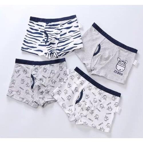 4Pcs/Lot Boys Panties Cartoon Cotton Boxer Shorts Kids Underwear Underpants 2-14Years