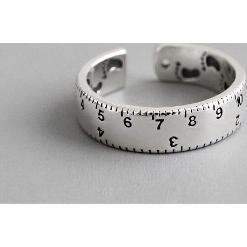5.3mm Punk Authentic S925 Sterling Silver FINE Jewelry Retro ruler band wider ring adjust footprint inside TLJ735