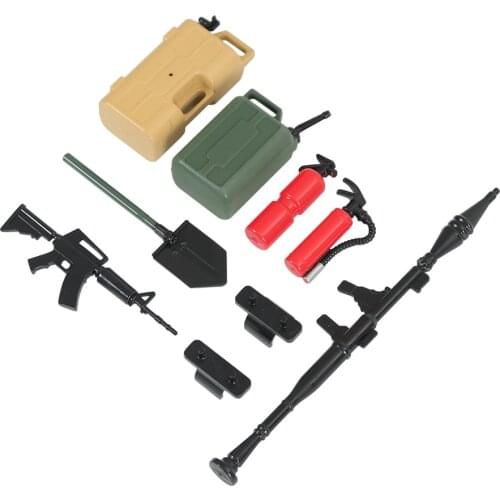 7pcs 1/10 Scale Garage Accessories Tools Kit Fire Extinguisher Shovel Jerry Can Toy for RC Crawler Truck SCX10 TRX4 D90 CC01 TF2