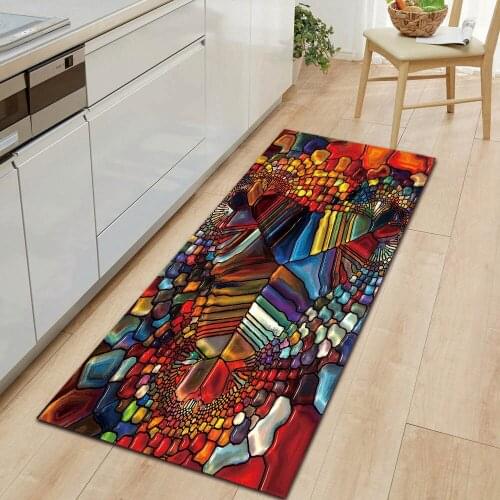Abstract Art Mats Geometric Colorful Bedroom Rug Psychedelic Kitchen Non-Slip Carpet Living Room Doormat Home Decoration