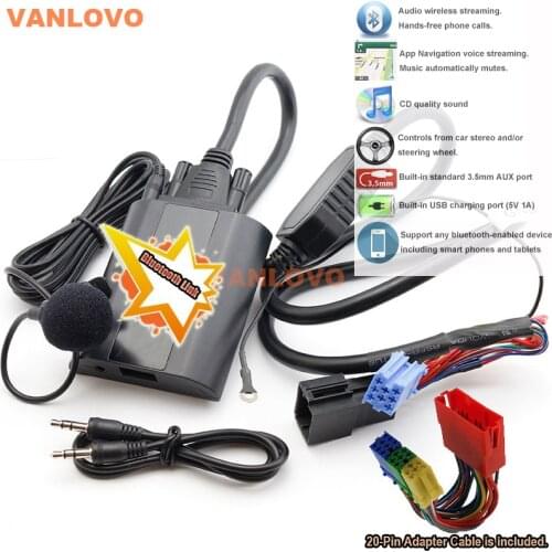 Bluetooth Link Car Kit With Aux-in Interface & USB Charger for Audi OEM Radio Chorus II Concert I & II Symphony I & II RNS-D