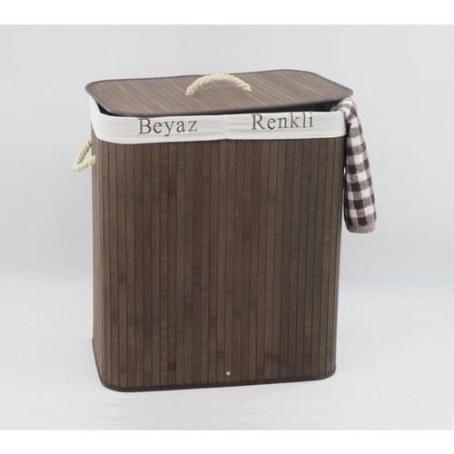 Bamboo Folding Laundry Basket Double Cups Dark Coffee the Basket Dirty