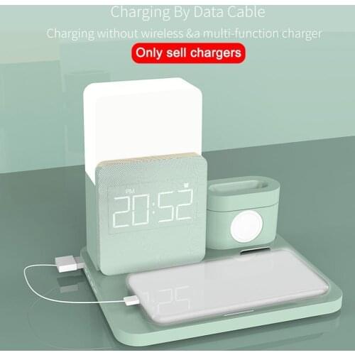 Night light Clock Qi Wireless Charger Pad Portable Wireless Charging Dock For All Qi Supporting Devices
