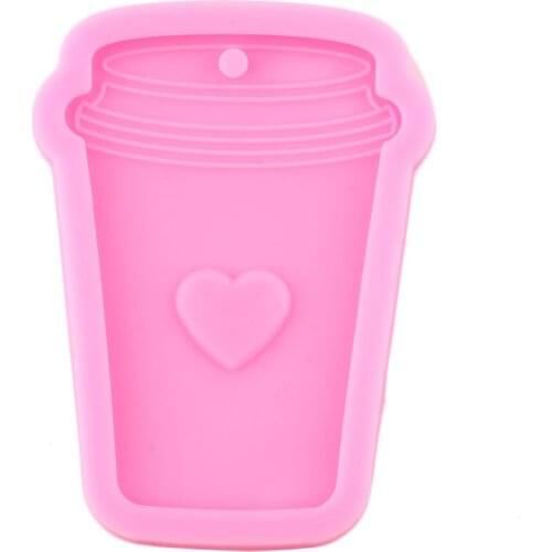 Shiny Glossy Coffee Cup Keychain Polymer Clay Mould DIY Craft Resin Epoxy Necklace Jewelry Silicone Mold