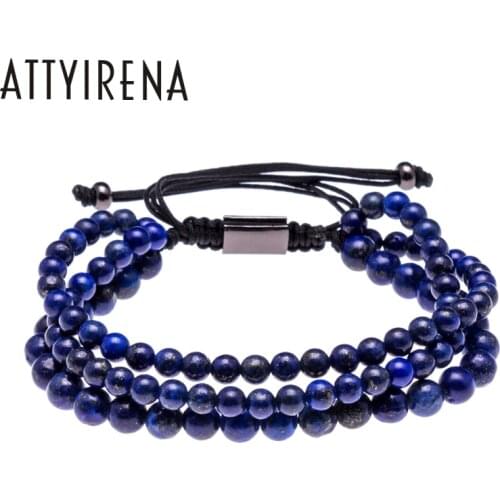 Handmade Briading Macrame Bracelets Beaded Charm Macrame Bracelet Natural Lazurite Stone Multilayer Bracelets For Women Men