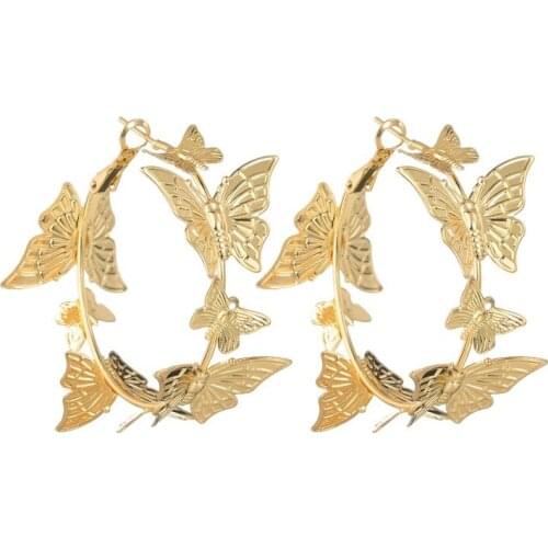 BUDROVKY Ornament Individualized and Popular Circle Butterfly Earrings Ins Style Fashion Ear Stud Wholesale