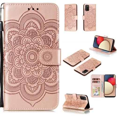 Datura Flower Embossed Pu Leather Phone Case for Xiaomi M3 / Redmi 9T Card Slot Wallet Photo Frame Kickstand Back Cover