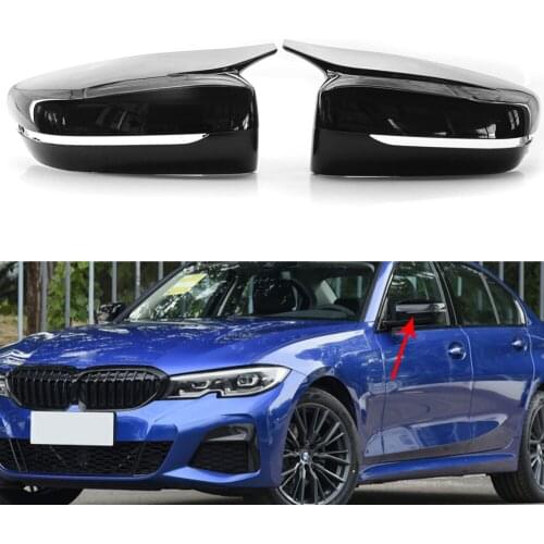 For BMW 3 Series G20 2019-2020 Gloss Black Rearview Side Mirror Cover Replacement