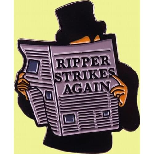 Jack The Ripper Strikes Again Serial Killer enamel pin 1888 London Whitechapel Murderer brooch