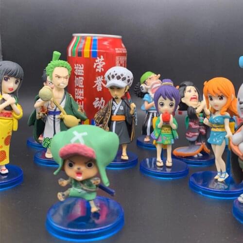 Action Anime One Piece Q Version Figure Luffy Zoro Bepo Robin Kimono Tama Mini Display Model Toys For Children Desk Decor Gifts