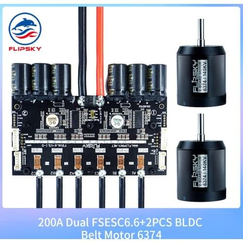 Electric Skateboard ESC 200A Dual FSESC6.6 With Two BLDC Belt Motor 6374 140/190KV 3500W Motor Brushless for Electric Skateboard