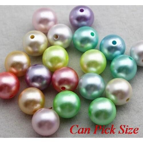 Hjty5ale mixed multicolor 4mm 6mm 8mm 10mm 20mm Imitation resin Loose Acrylic Pearl Beads For Chunky Kids Necklace