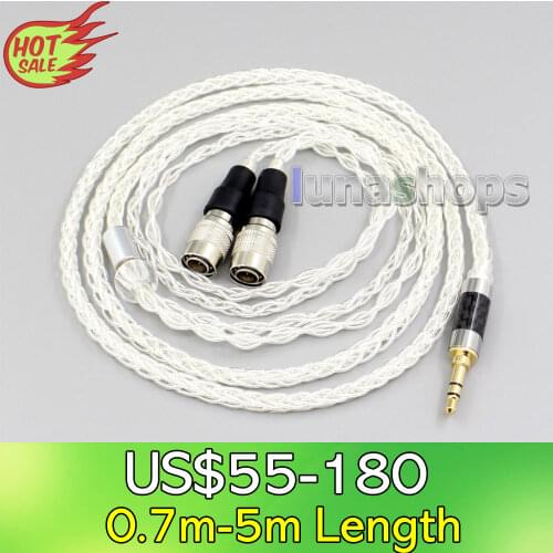 LN006454 99% Pure Silver 8 Core 2.5mm 4.4mm 3.5mm XLR Headphone Earphone Cable For Mr Speakers Ether Alpha Dog Prime