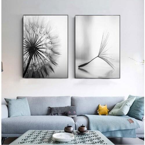 Dandelion Flower Canvas Painting Modern Black White Art Pictures for Home Decoration Living Room Abstract Wall Poster No Frame