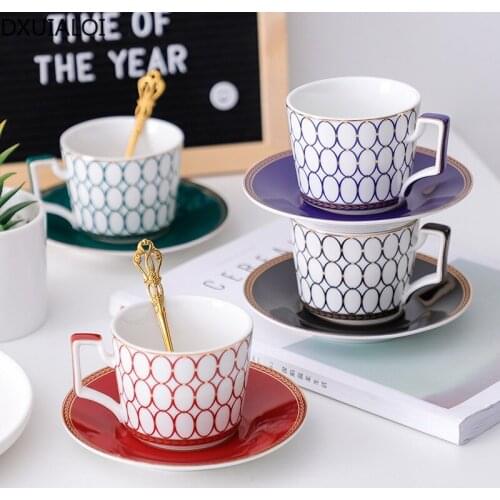 DXUIALOI European style ceramic cup creative reticulated coffee cup mug water cup afternoon tea cup dish set home decoration