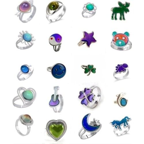 One Arrow Pierced The Heart Cupid Gemstone Temperature Change Color Couple Stainless Steel Ring Fashion Mood Ring Charm Jewelry