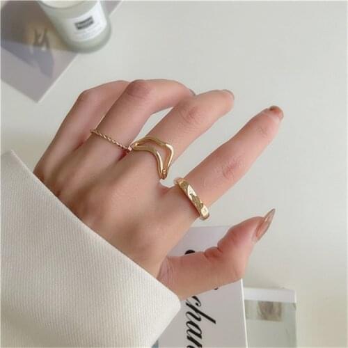 The ring of temperament of new geometrical popular style woman Korea is contracted hollow-out restore ancient ways ring 2020 new