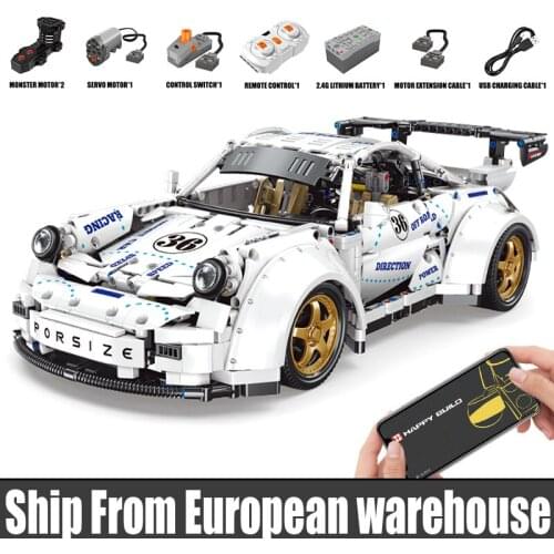 Yeshin QC016 High-Tech Car Toys The Widebody Super Race Car Model Assembly Building Blocks Electric Bricks Kids Christmas Toys