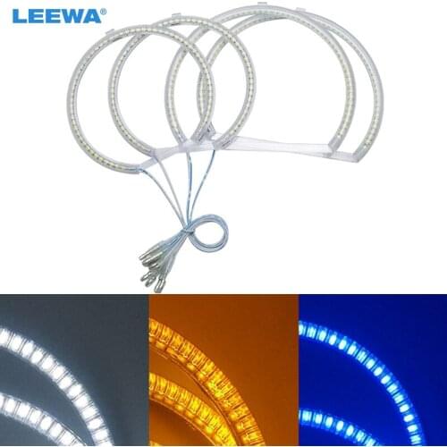 LEEWA 2X127.5mm 2X158mm 4pcs/Set Car LED Halo Rings Angel Eyes DRL Head Lamp For BMW E53[X5(99-04) White/Blue/Yellow #CA4757