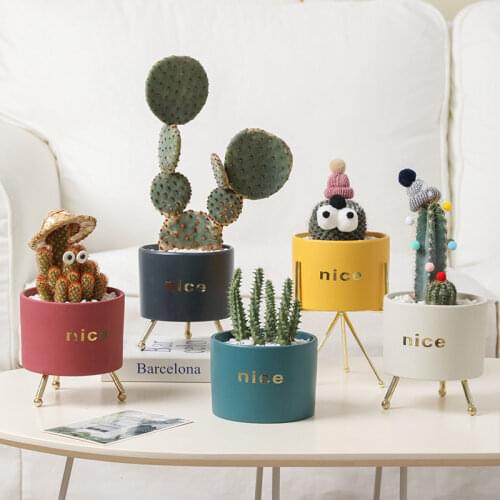 Cute Ceramic Succulent Plants Flower Pot Crafts Fleshy Flower Vase Home Garden Indoor Small Plant Pot Desktop Decoration Planter