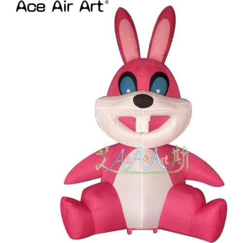 Lovely inflatable easterbunny,sitting inflatable pink rabbit bunny for easter decoration