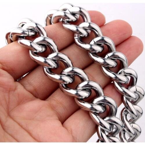 Fashion Mens Necklace Silver Color Stainless Steel Choker Curb Cuban Link Chain Goth Jewelry Hip Hop Boys Accessory Friend Gift