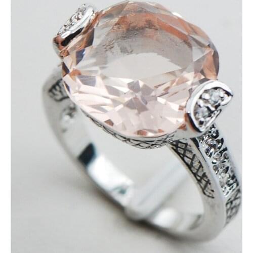 Morganite 925 Sterling Silver Ring Size 6 7 8 9 10 F1079