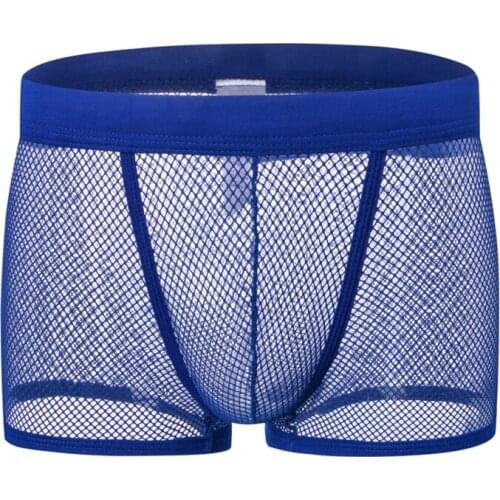 MenS Mesh Underwear Man Boxer Summer Ice Silk Breathable Sexy Ventilate Shorts Four Shorts Sexy Youth Boxer