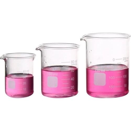 1 Pack Glass Measuring Low Form Beaker Set 50ml 100ml 250ml Glass Graduated Beaker Set