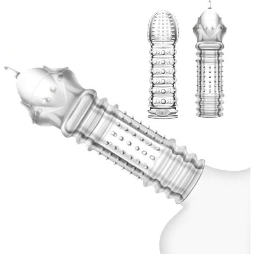 Penis Sleeve Condom For Men G Point Stimulation Delay Ejaculation Particle Reusable Condoms For Sex Penis Extender Dildo Toys