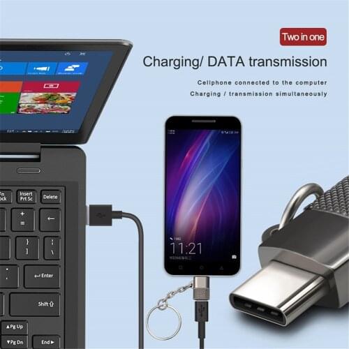 NEW Zinc Alloy V8 Android To Type-c Adapter C Micro To Type-c Interface With Chain Metal Harge Date Transmission Adapt