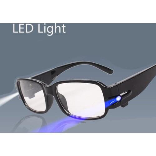 LED Light Reading Glasses Clear Occhiali Da Lettura +1.00 +1.50 +2.00 +2.50 +3.00 +3.50 +4.00 Diopter Night Presbyopic Glasses